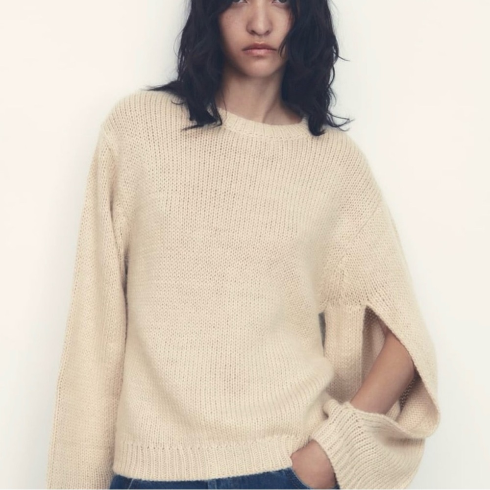 New Zara $119 Wool Alpaca Slit Sleeve Sweater Limited Edition Small 2893/201